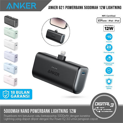 Anker 621 Nano Powerbank 5000MAH Lightning 12W for Iphone PB - A1645