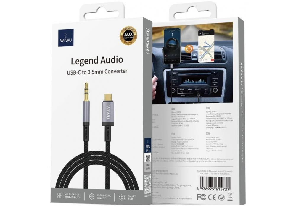 Wiwu Wi-C048T Legend Audio Series Type-C to 3.5mm Aux Audio Cable 1.5M