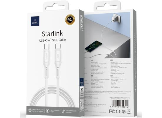 WiWU Starlink USB-C to USB-C cable in white.