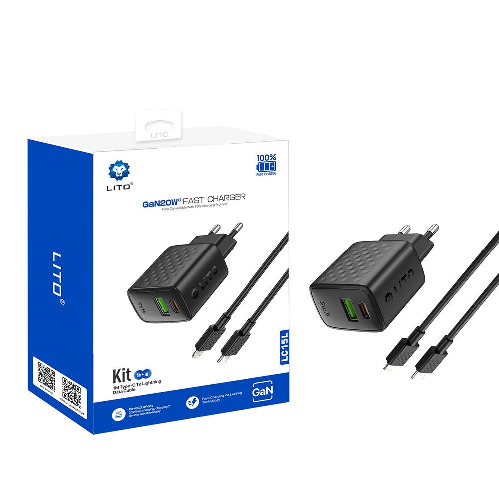 Lito LC15L GaN 20W Fast Charger Kit cable c to c