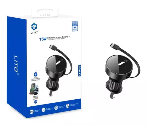 Lito LT-W06 15W Magnetic Wireless Charging Car Mount Phone Holder